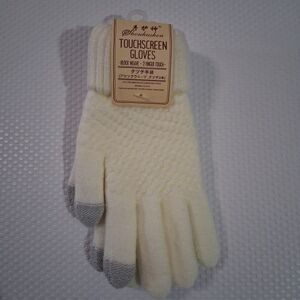 Cream and Gray Touchscreen Gloves